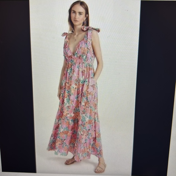 Banjanan NWT Cosmos Bloomsbury Dawn 100% Cotton Maxi Dress L - Picture 2 of 6